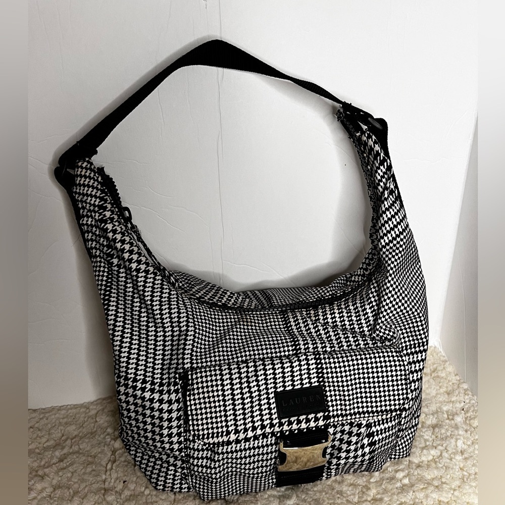 Ralph Lauren Plaid houndstooth shoulder bag nylon